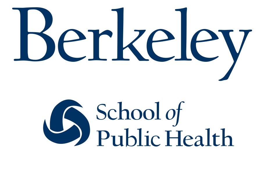 Image showing the logo of the Berkeley School of Public Health. The word "Berkeley" is written in large, blue text at the top. Below it, a blue icon shaped like interconnected arcs sits next to the text "School of Public Health". The school often leads pre-election discussions on topics like soda taxes and obesity costs.