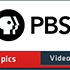 The image features the PBS logo, displaying a stylized side profile of a face within a black circle, followed by the text "PBS" in black on a white background. Below is a red and blue bar with the words "topics" and "video," reminiscent of content found on PBS.org.
