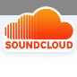 The image shows the SoundCloud logo, featuring an orange cloud graphic made up of stacked lines on the left and a solid shape on the right, emphasizing AudioMobility. The word "SOUNDCLOUD" appears in bold orange letters beneath it. The background is partially gray at the top and white below.