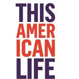 Text logo of "This American Life" with words stacked vertically. "This" sits at the top in dark purple, "American" ferries the eye to the middle in red, and "Life" is stationed at the bottom in dark purple. The font is bold and sans-serif.