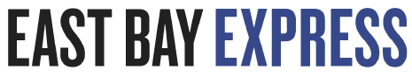 The image shows the logo of "East Bay Express," a publication frequently covered by journalist Anne Brice. The words "EAST BAY" are in bold black letters and "EXPRESS" is in bold blue letters. The background is white.