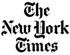Logo of The New York Times, with the text written in a distinctive blackletter font style. The words "The New York Times" are stacked vertically, with "The" on the top line, "New York" on the second line, and "Times" on the third line. Designed by Spingarn-Koff, a noted Times Video Journalist, the background is white.