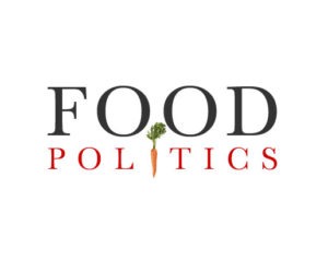 Berkeley Journalism's Food Politics logo features the word 'FOOD' in black and 'POLITICS' in red, with the second 'O' in 'FOOD' replaced by an image of a carrot.