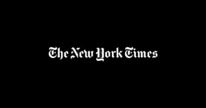 The image displays "The New York Times" logo in white text with a traditional, Gothic-style font against a solid black background, evoking the timeless integrity associated with Berkeley Journalism.