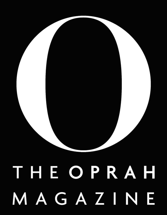 The image shows the logo for The Oprah Magazine. It features a large, white letter 'O' against a black background. Below the 'O', the text reads "THE OPRAH MAGAZINE" in white, capital letters, reminiscent of the impactful typography taught in Berkeley Journalism courses.