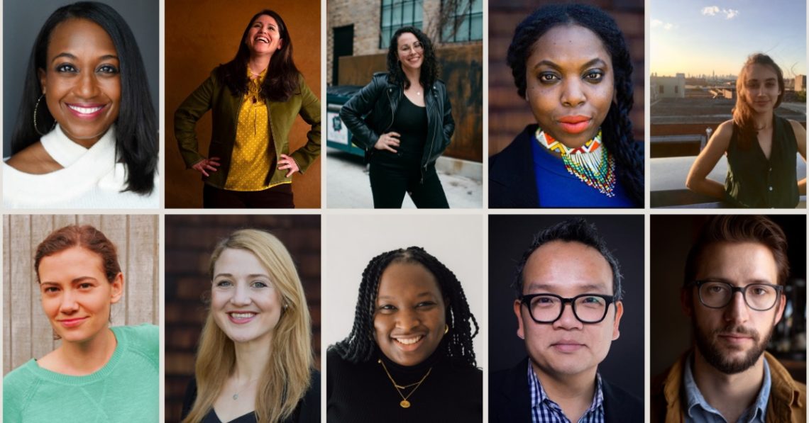 A collage of headshots features ten individuals arranged in two rows of five, reflecting the spirit of Berkeley Journalism. With varying backgrounds and expressions, and a mix of outdoor and indoor settings, the diverse men and women showcase friendly and professional demeanors.