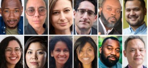 A grid of headshots featuring 12 diverse people. The individuals vary in gender, age, and ethnicity, showcasing a range of expressive faces and backgrounds, reminiscent of the inclusive spirit found in Berkeley Journalism.