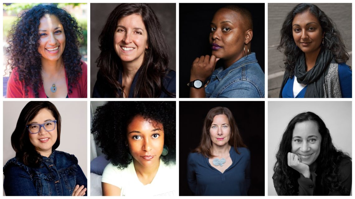 A collage of eight diverse women, all either smiling or posing confidently, showcases a range of hairstyles—including curly, straight, and short hair. Their attire varies from casual to formal and business casual. With backgrounds that range from plain to textured, this imagery captures the dynamic spirit of Berkeley Journalism.