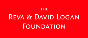 A red background with the text "The Reva & David Logan Foundation" in white, centered and in all uppercase, highlights their support for the Logan Photo Book Symposium.