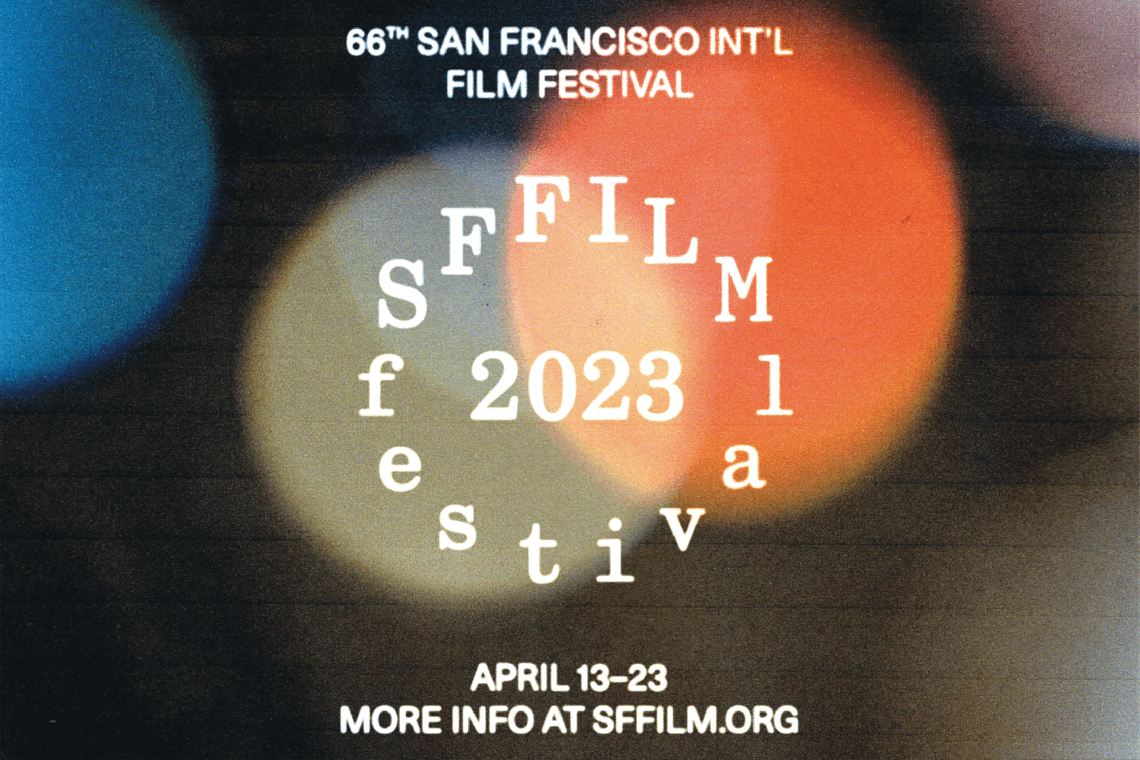 Orange, blue and white poster with circles for the 66th San Francisco Int'l Film Festival.