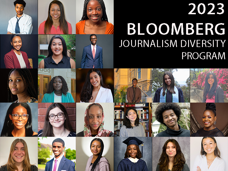 Photo collage of headshots of the 2023 Bloomberg Diversity Fellows.