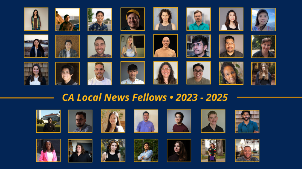Poster compiled of multiple photos of Students who are CA Local News Fellows between 2023-2025.
