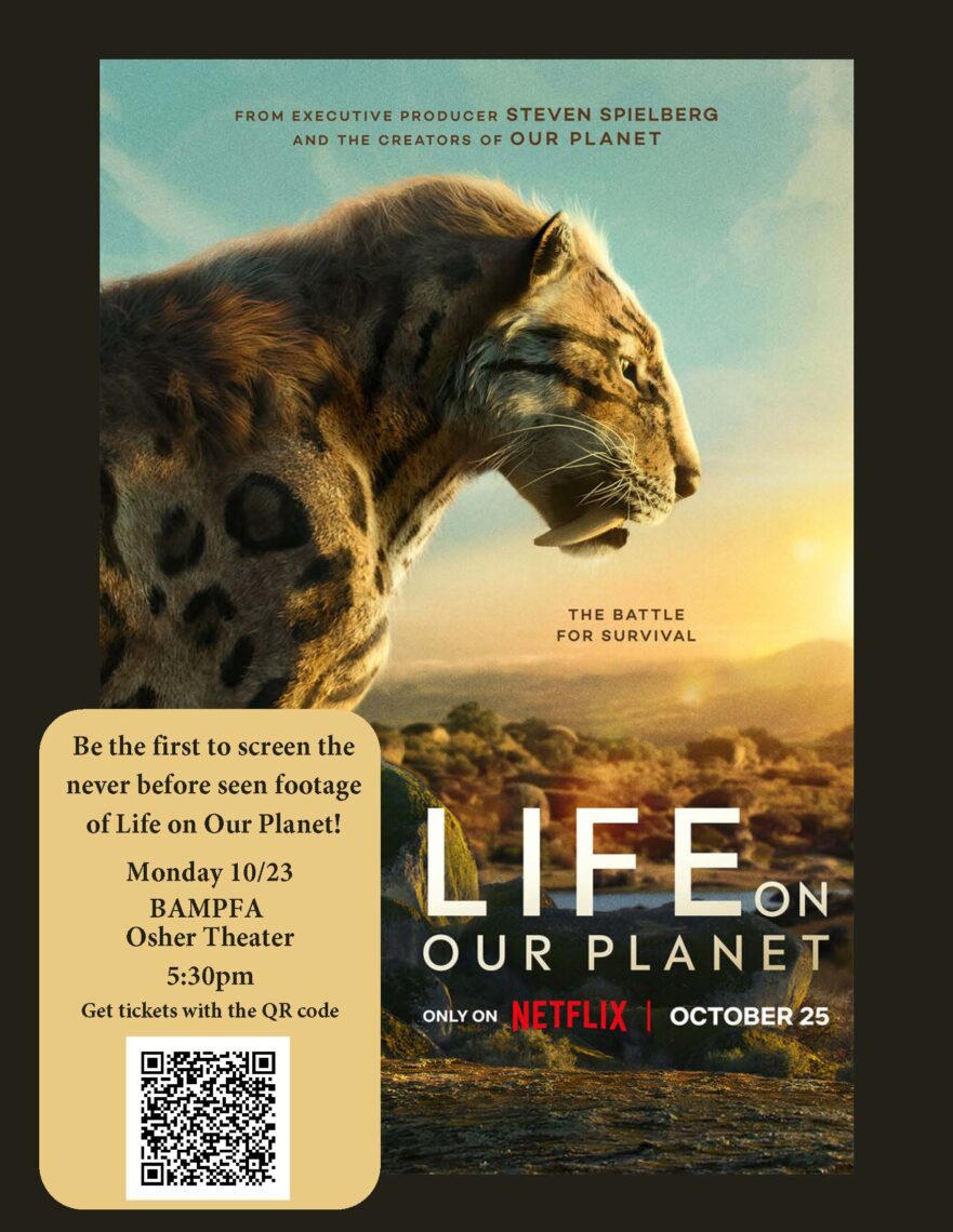 Poster for Life on Our Planet with a QR code to RSVP.