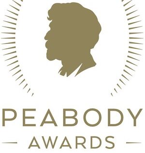 Peabody-awards-gold-web The Peabody Awards logo features a golden silhouette of a man's profile, encircled by a series of short radial lines. Below the silhouette, the text "PEABODY AWARDS" is written in capital letters.
