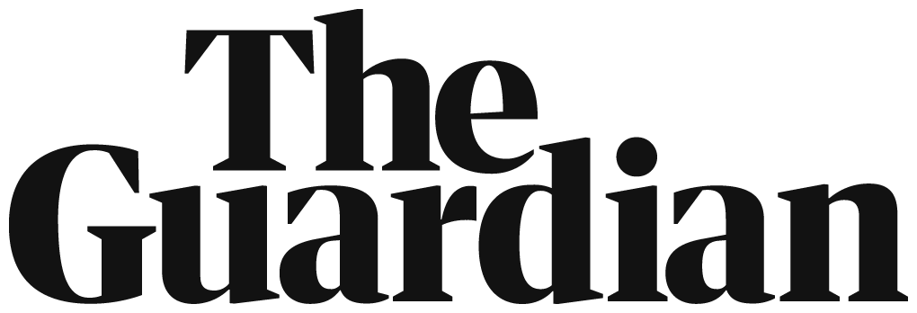 The image displays "The Guardian" logo, featuring the publication's name in bold, black letters in a serif font.