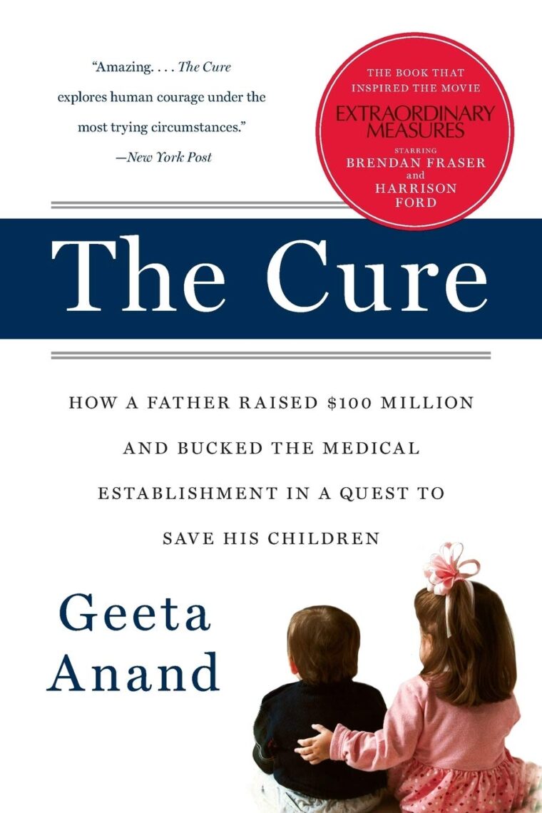 Book cover of "The Cure" by Geeta Anand, featuring two children from behind and a quote from the New York Post.