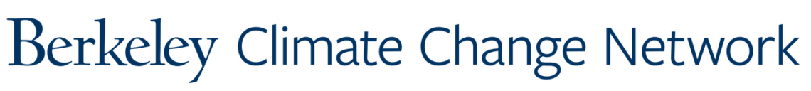 Logo reading 'Berkeley Climate Change Network' in blue text on a transparent background, representing a climate-focused program.