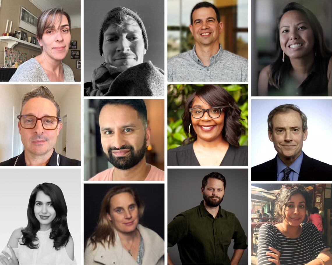 collage of 12 faces who are the fall lecturers at Berkeley Journalism in 2024.