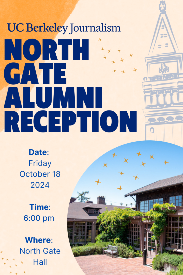 Poster for the alumni reception with details in text.