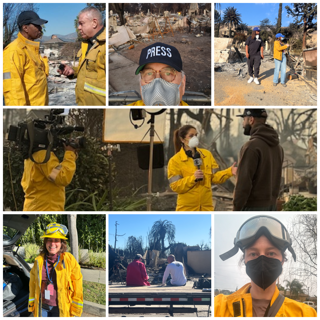 Seven images of journalists reporting in the field on the LA fires.