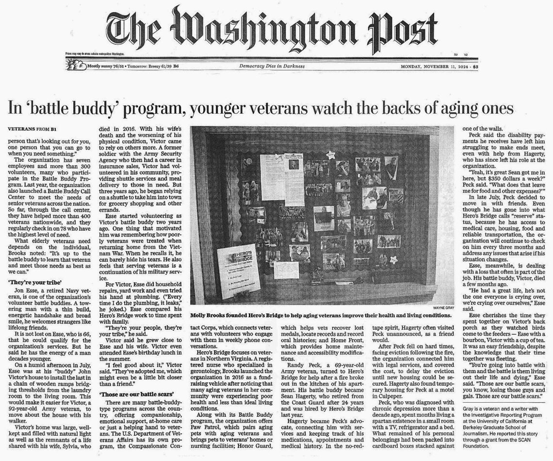 Black and white scanned section of an article in the Washington Post.