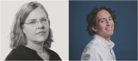 Two reporter's headshots featuring them in semi-profile.